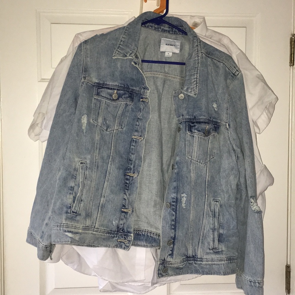 slightly distress jean jacket